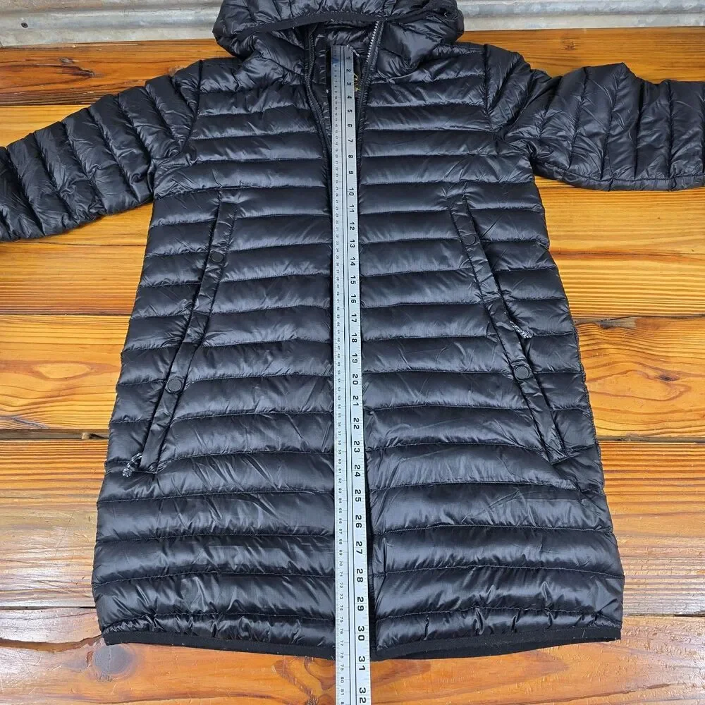 Burton Women's Evergreen Long Down Puffer Jacket Size S Black Full Zip Hooded